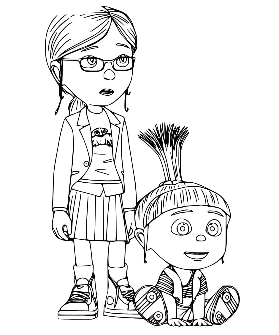 Margo and agnes gru coloring page