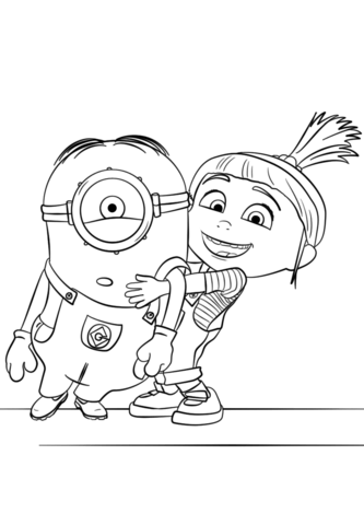 Agnes gru and minion coloring page free printable coloring pages