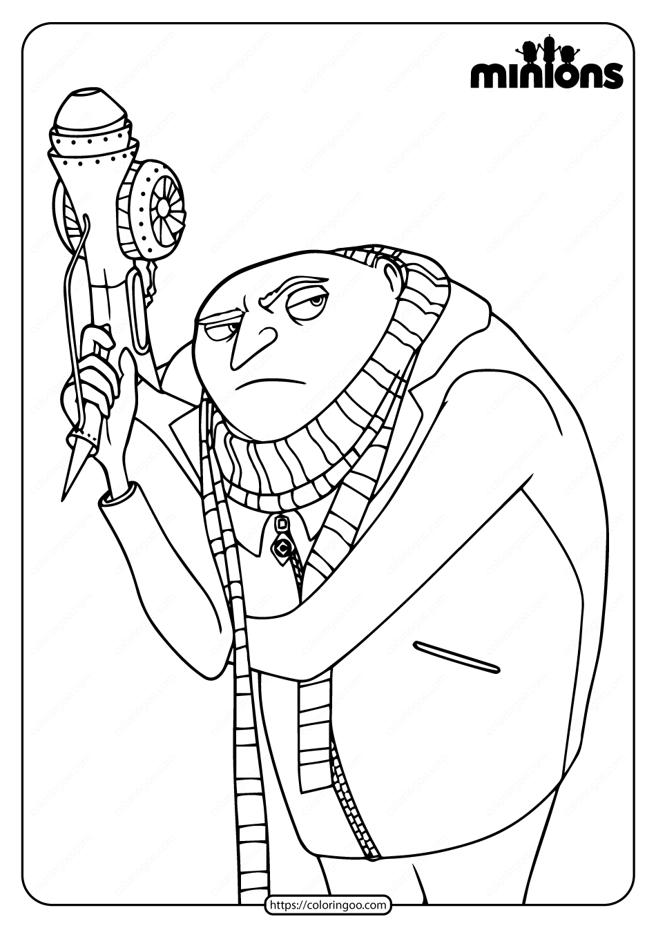 Printable minions felonius gru pdf coloring page coloring pages coloring books kids coloring books