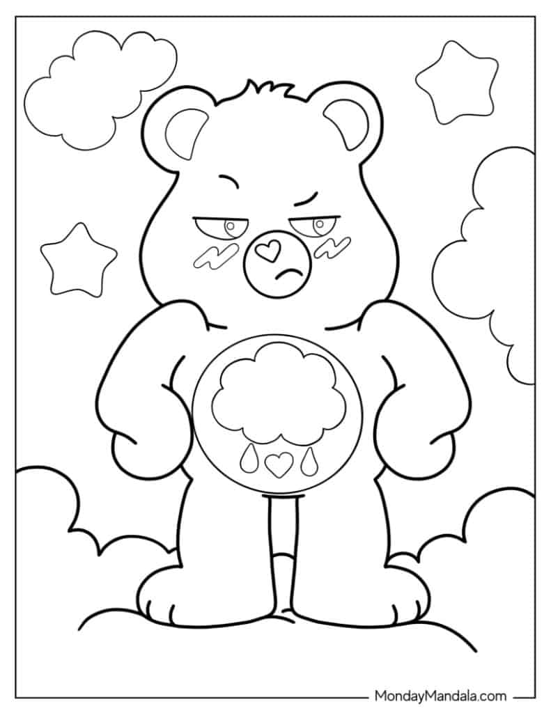 Care bears coloring pages free pdf printables