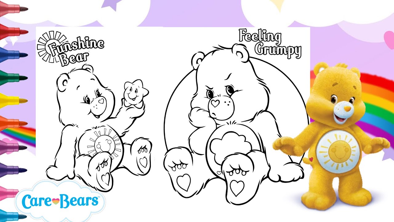 Cute care bears coloring page