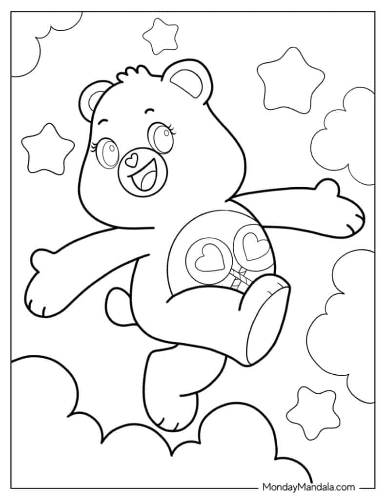 Care bears coloring pages free pdf printables