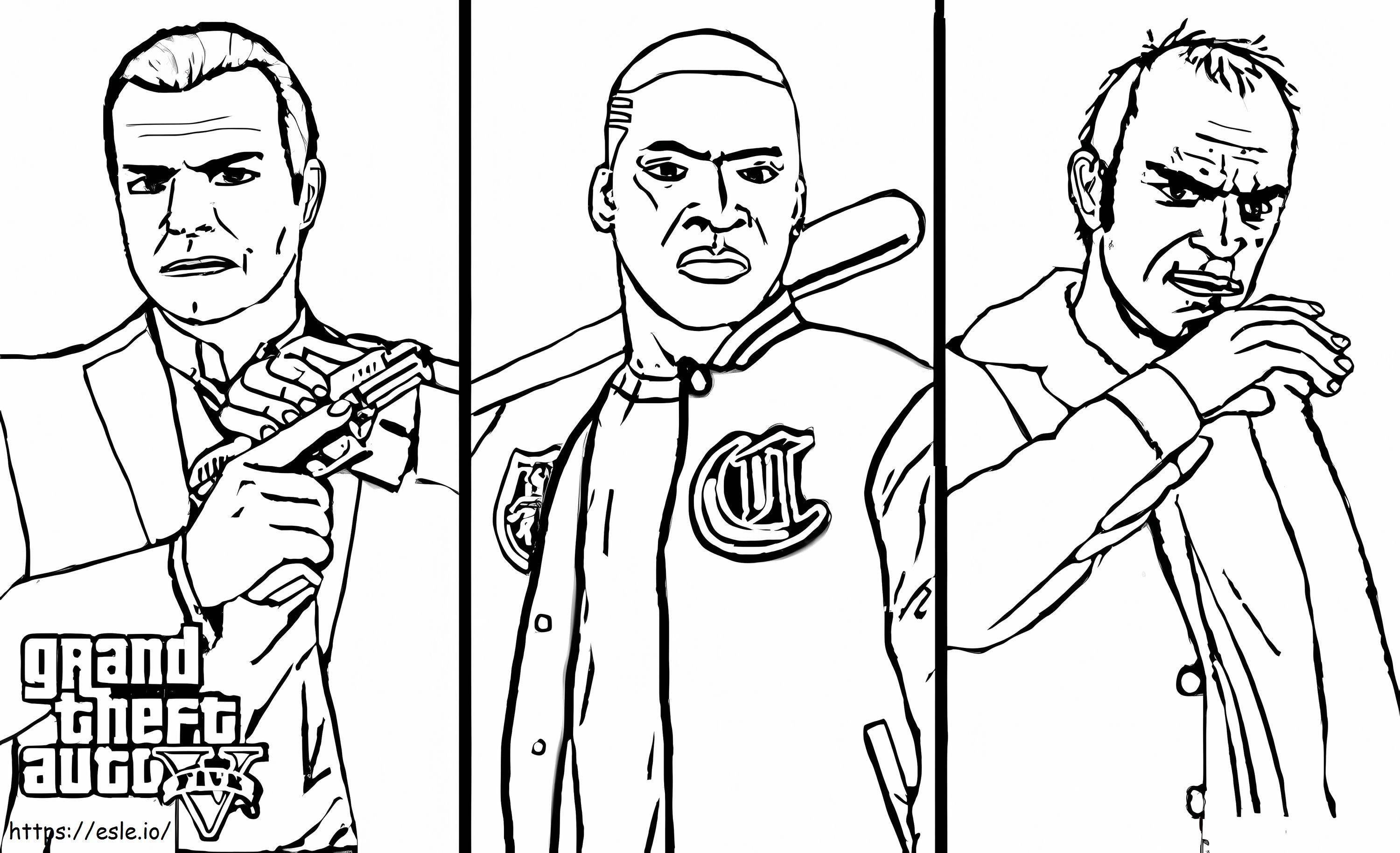 Characters in gta coloring page