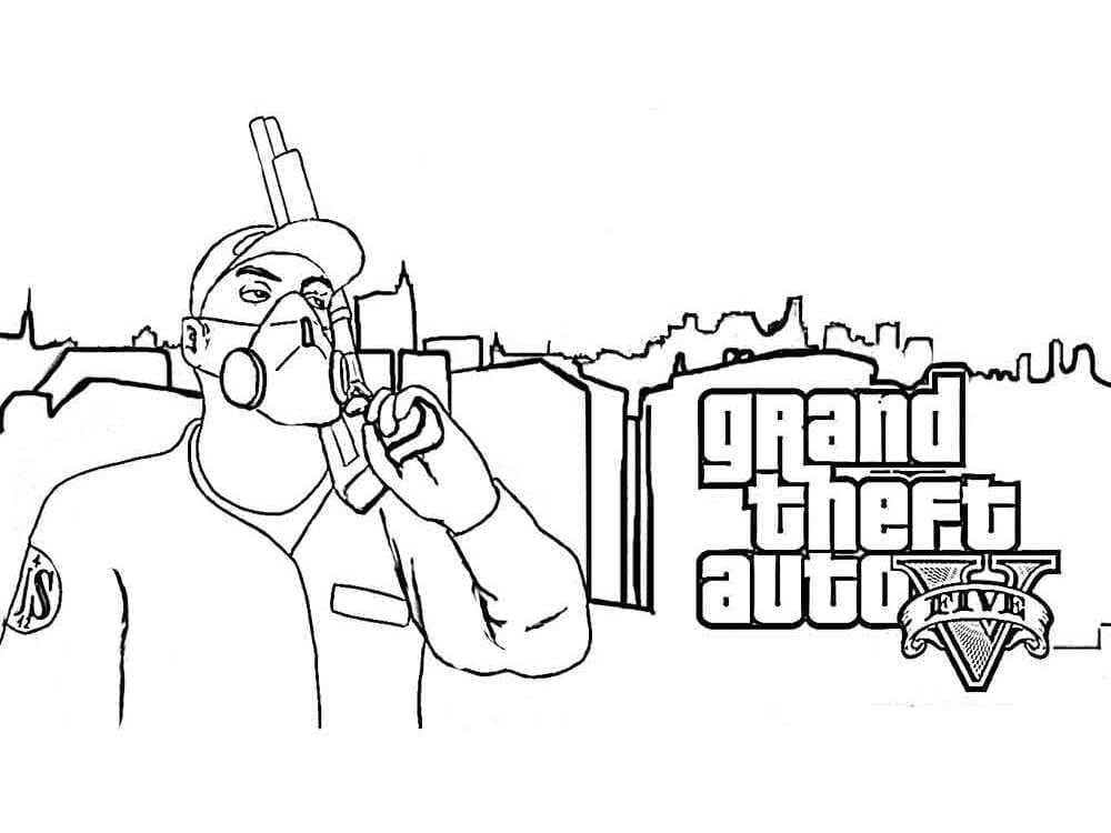 Grand theft auto v coloring page