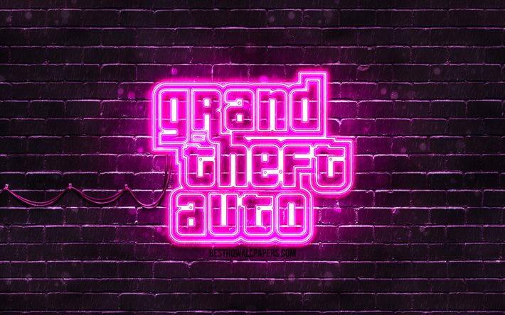 Download wallpapers gta purple logo k purple brickwall grand theft auto gta logo gta neon logo gta grand theft auto logo for desktop free pictures for desktop free