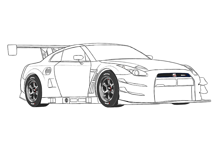 Nissan gtr r coloring page