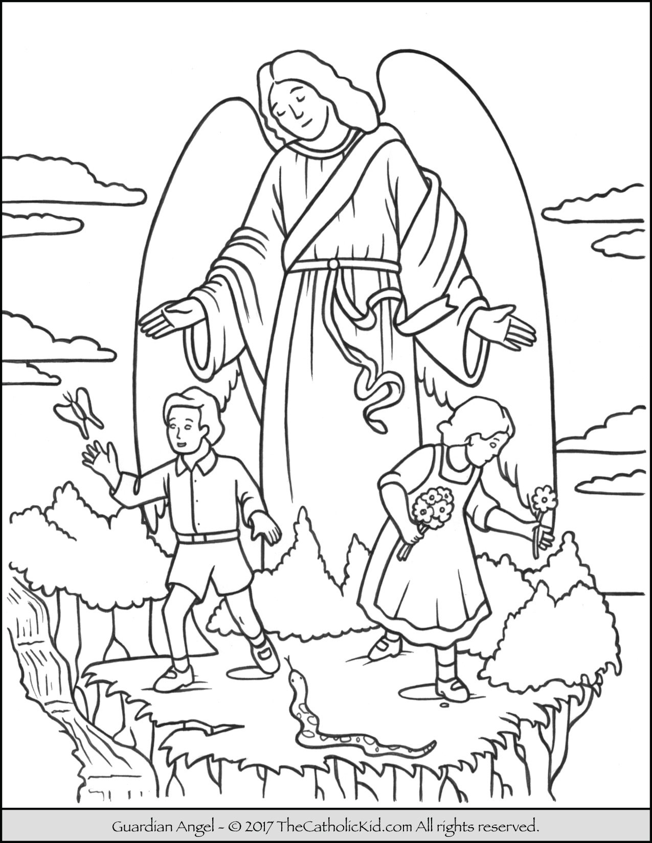 Guardian angel coloring page