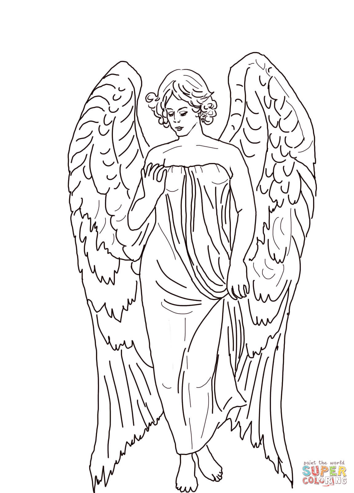 Guardian angel coloring page free printable coloring pages