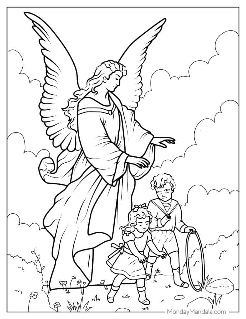 Angel coloring pages free pdf printables