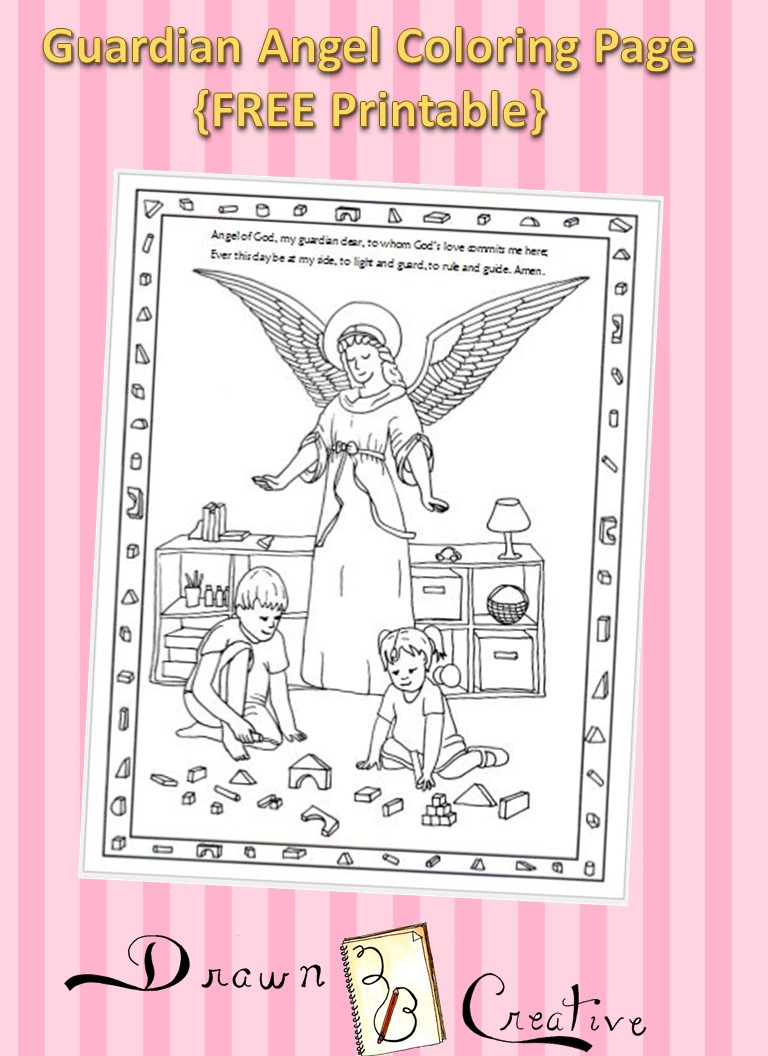 Guardian angel coloring page