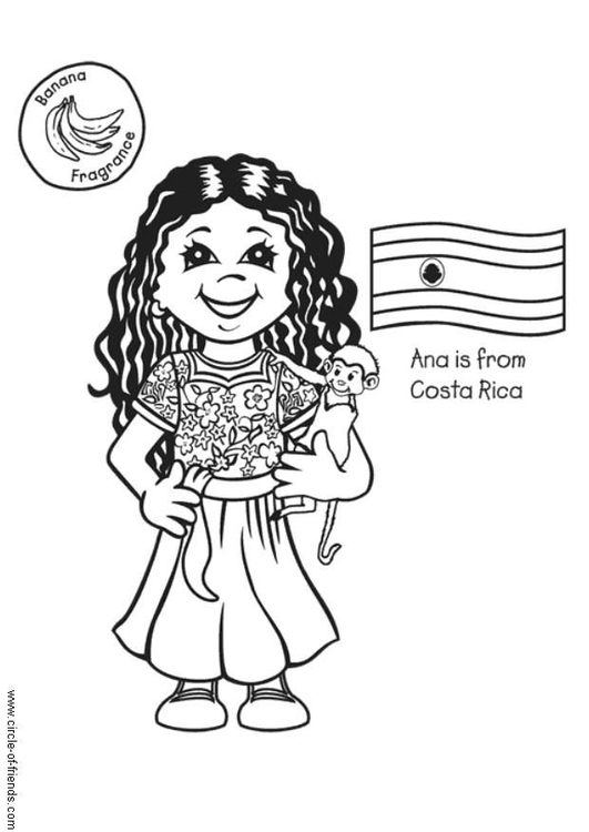 Coloring page ana from costa rica