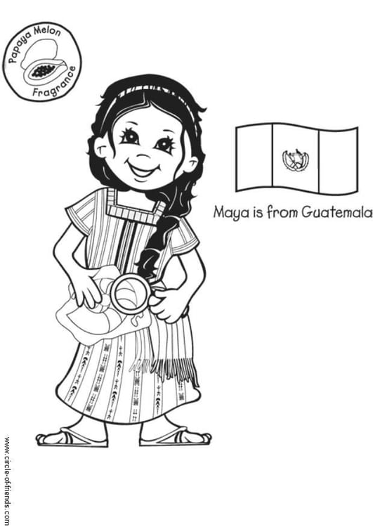 Coloring page maya from guatemala