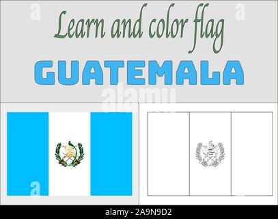 American guatemala national flag coloring book pages for education and learning original colors and proportion vector illustration from set stock vector image art