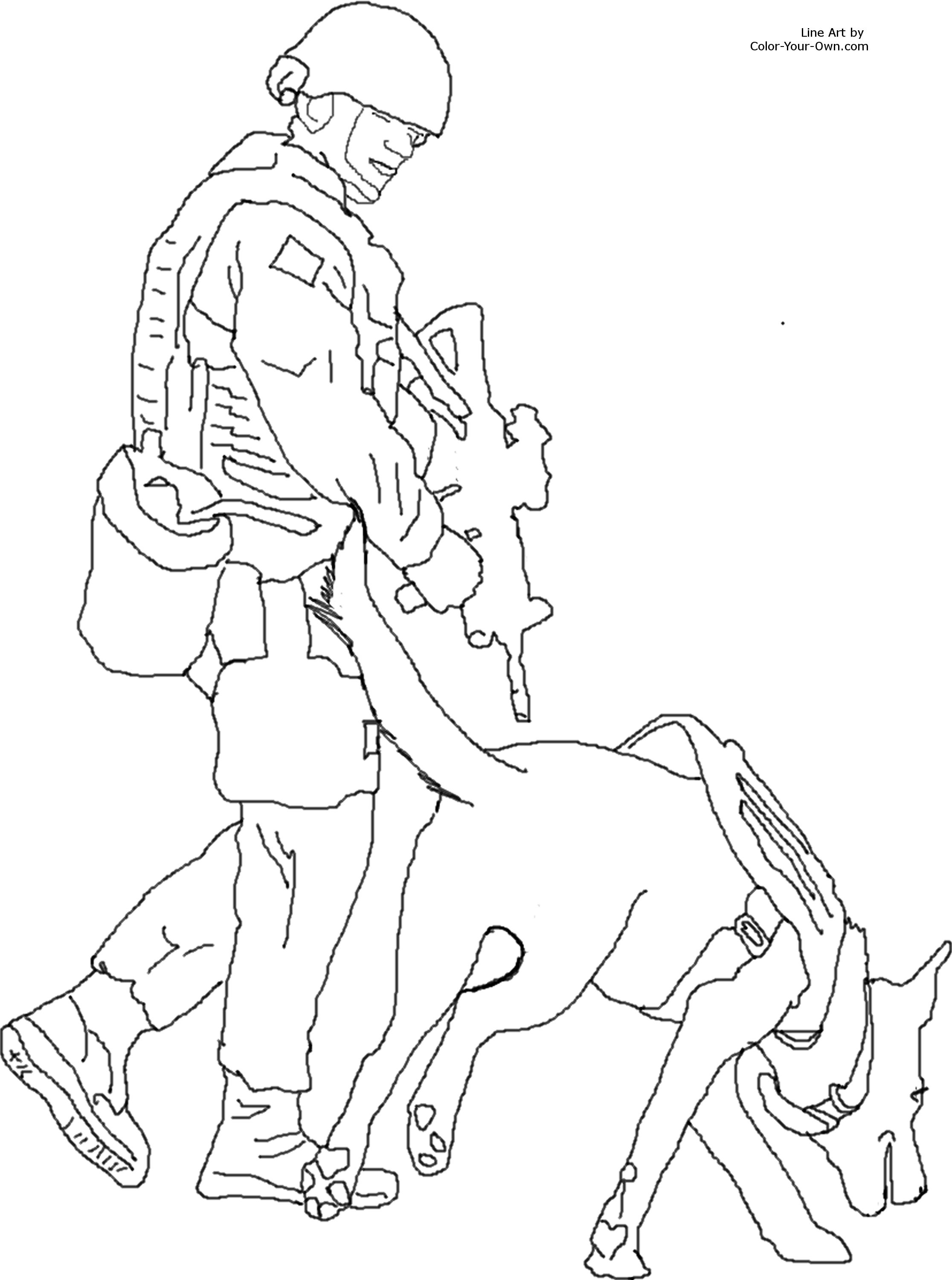 Bomb detection service dog coloring page