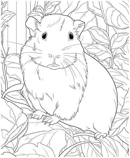 Premium vector guinea pig coloring pages for adults