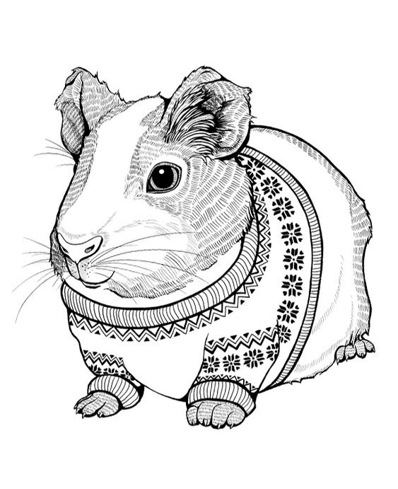 Free easy to print guinea pig coloring pages