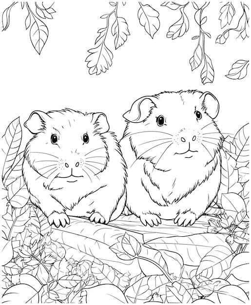 Premium vector guinea pig coloring page vector illustration