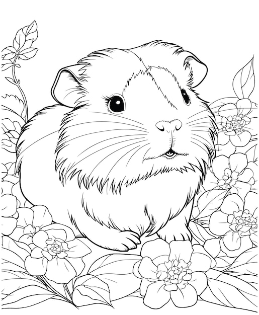Premium vector guinea pig coloring page for kids