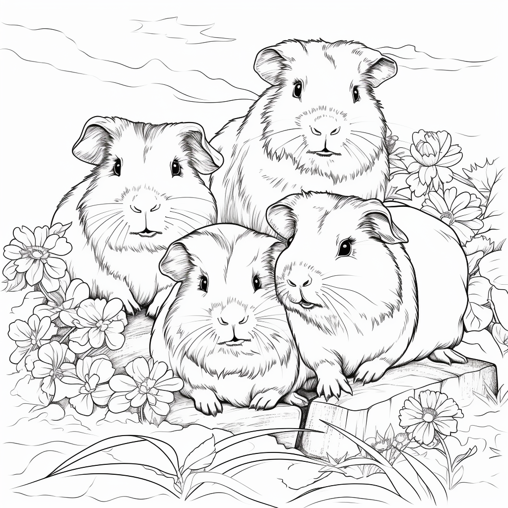 Coloring pages guinea pigs