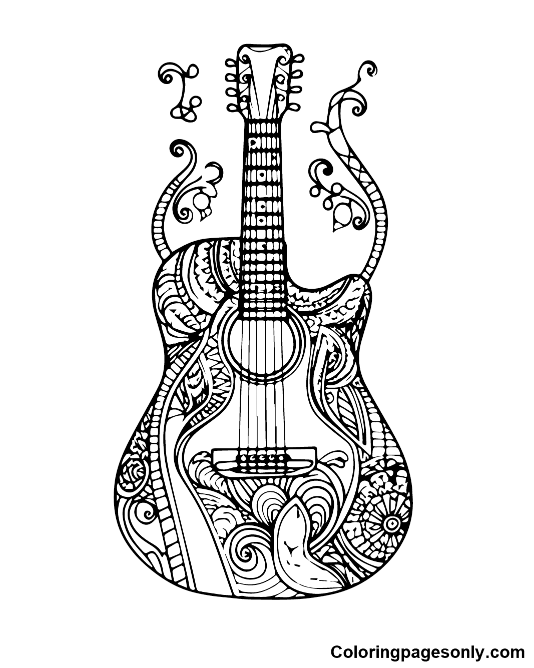 Guitar coloring pages printable for free download