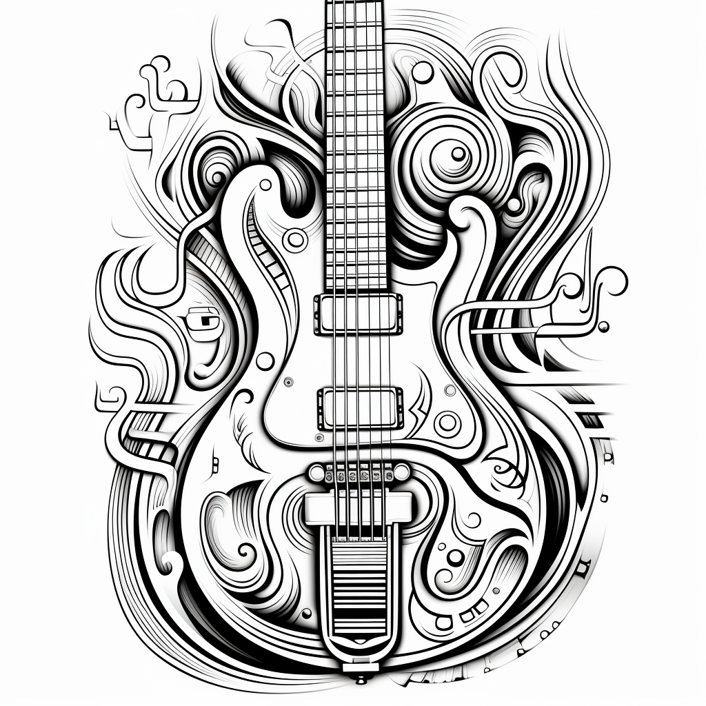 Guitar coloring pages for adults