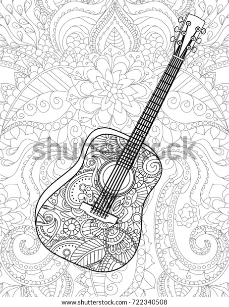 Guitar coloring book page stock vector royalty free