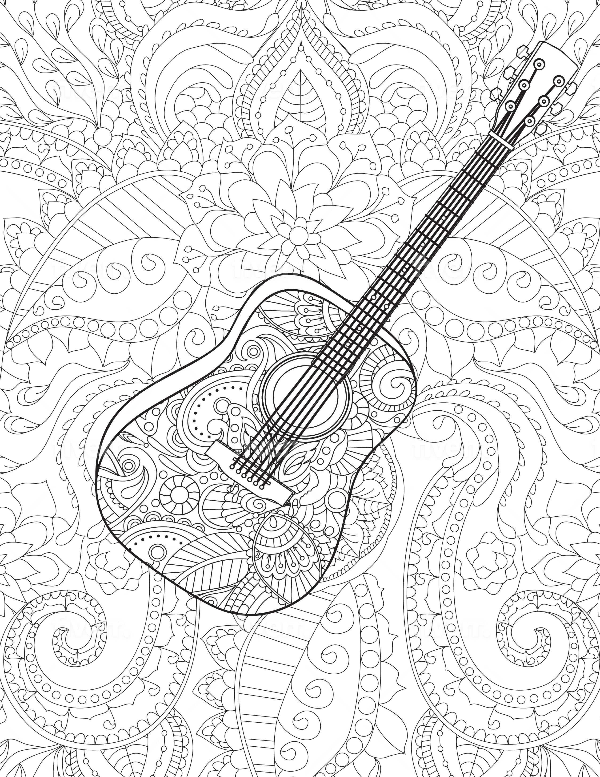 Guitar coloring sheet goin postal brentwood