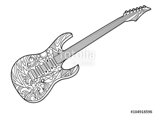 Electric guitar coloring page for adults music coloring coloring books color