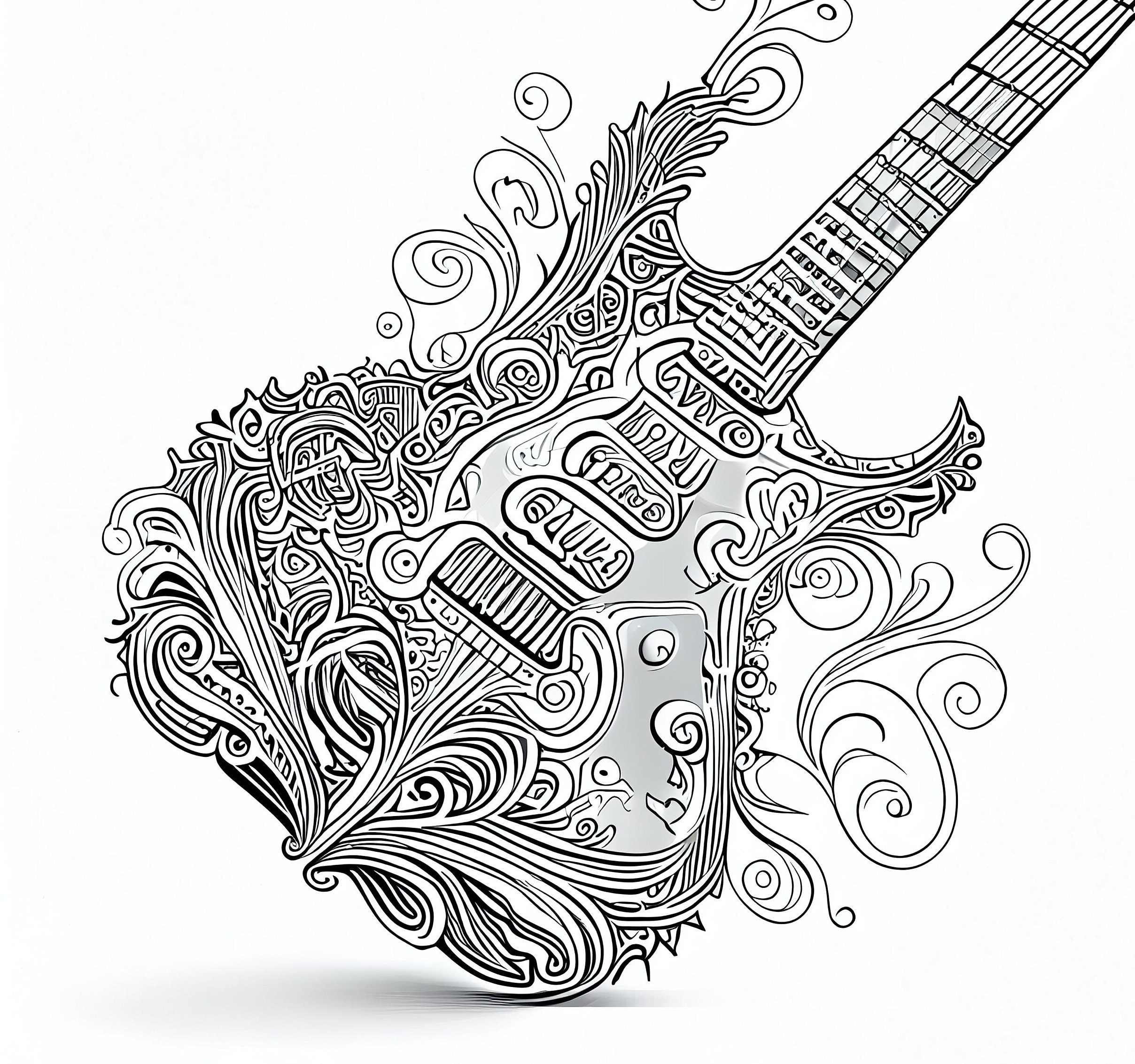 Pack stress relief coloring pages guitar digital print filigree detailed mandala instant download set coloring books for adults download now