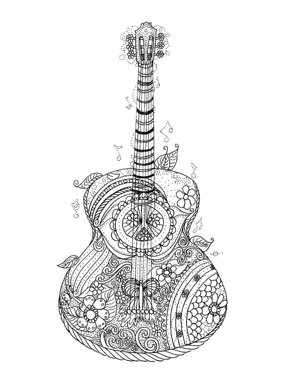 Guitar coloring pages for adults