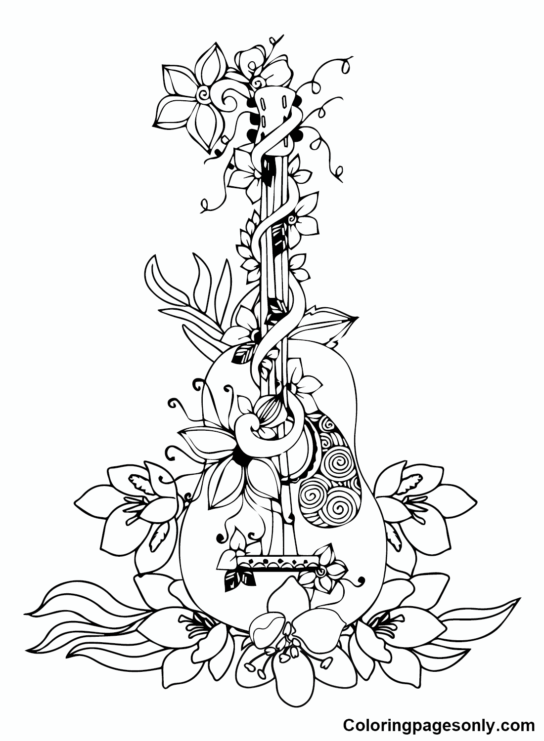 Guitar coloring pages printable for free download