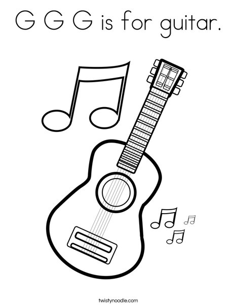G g g is for guitar coloring page