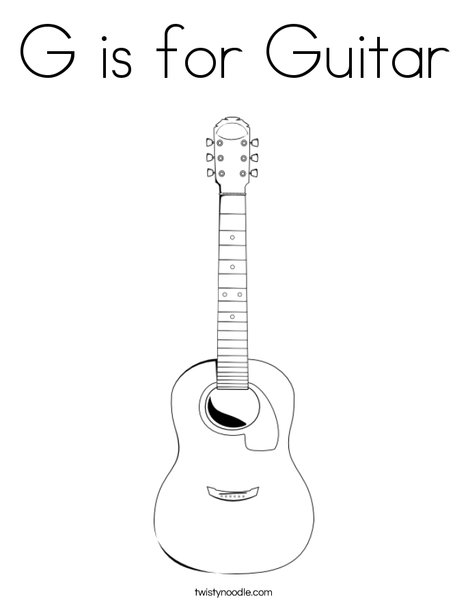 G is for guitar coloring page