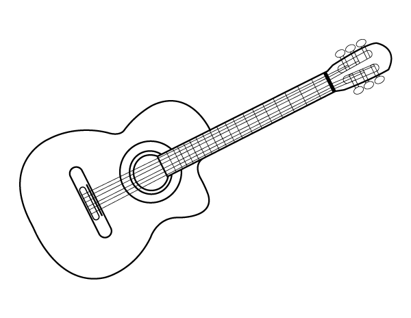 Printable acoustic guitar coloring page