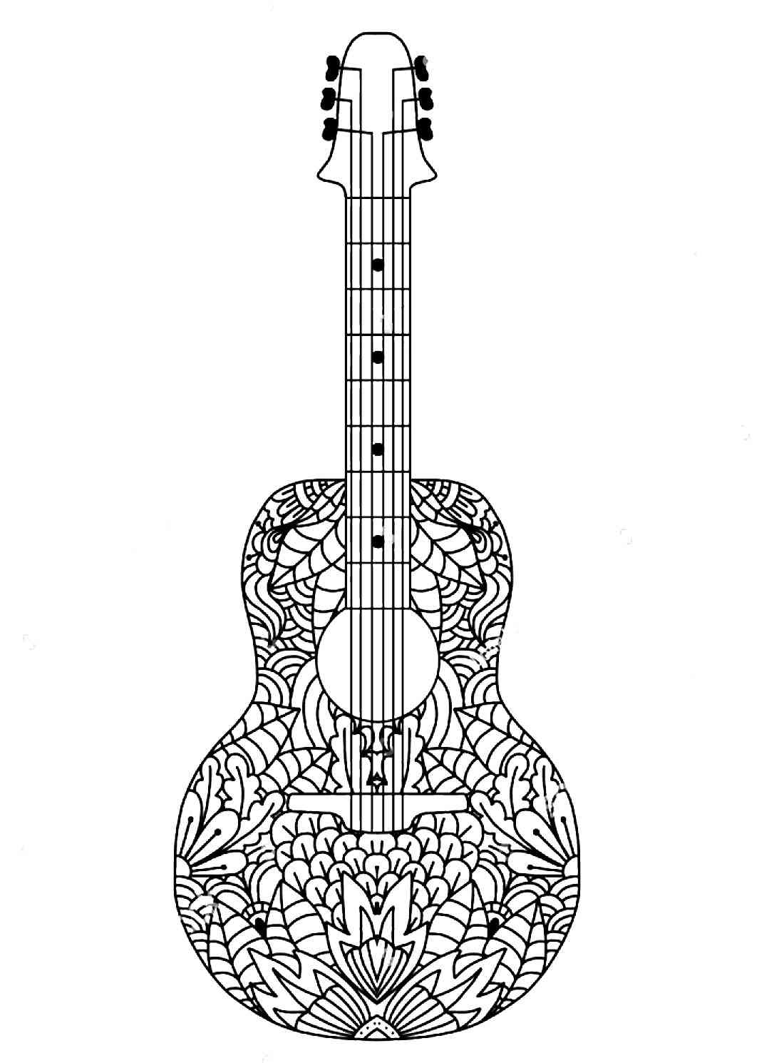 Free printable guitar coloring pages for adults