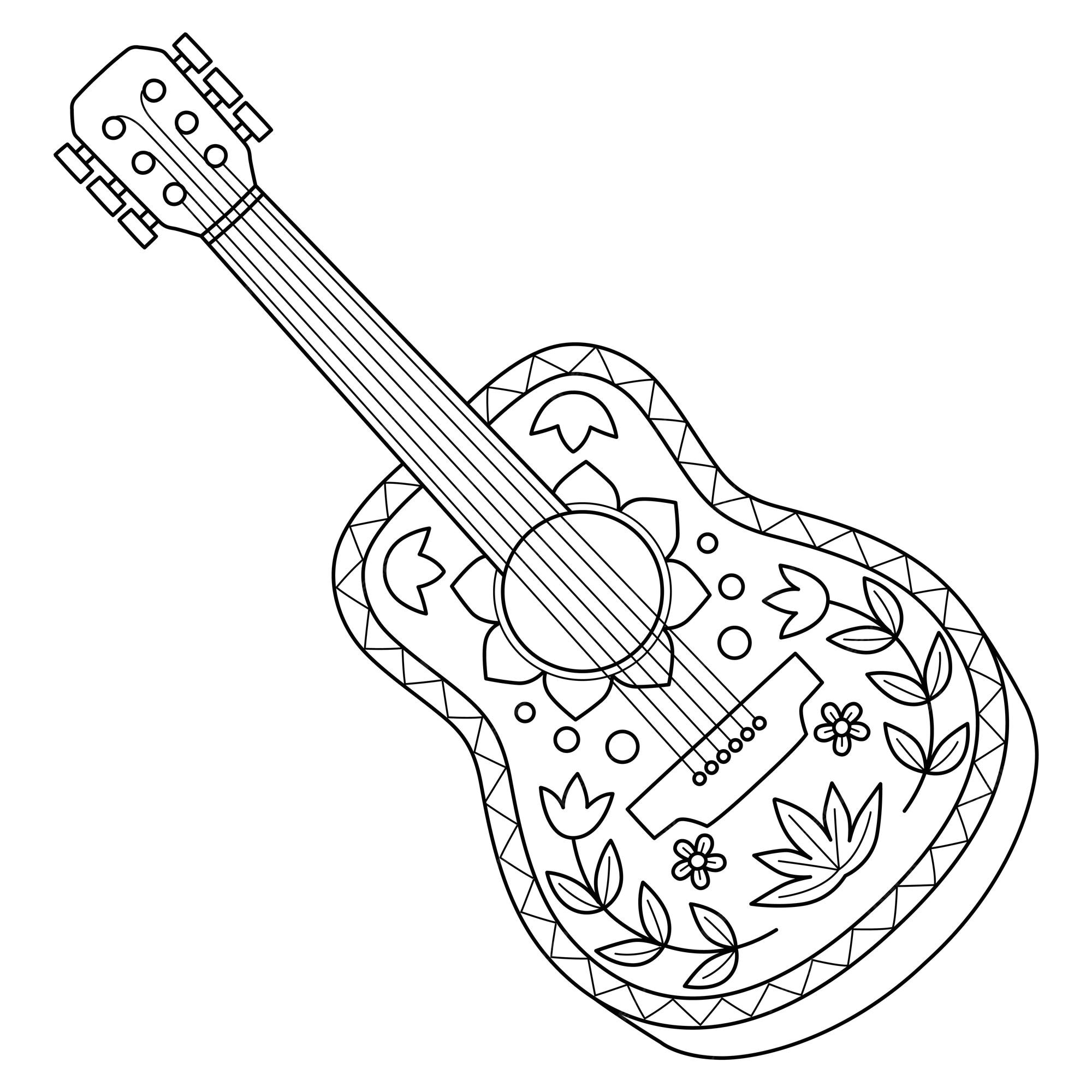 Premium vector guitar isolated coloring page for kids