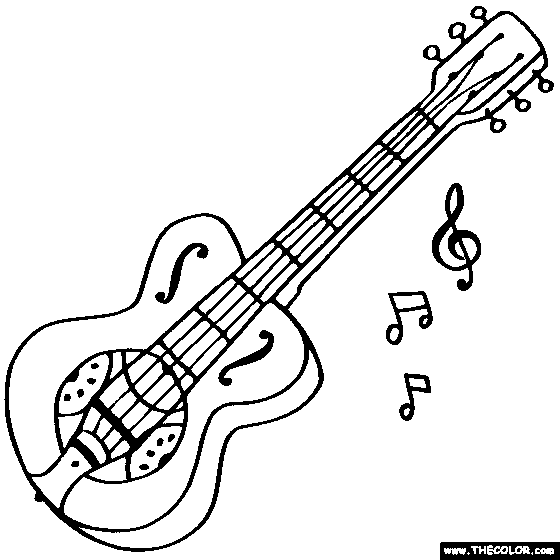 Dobro coloring page gibson resonator guitar