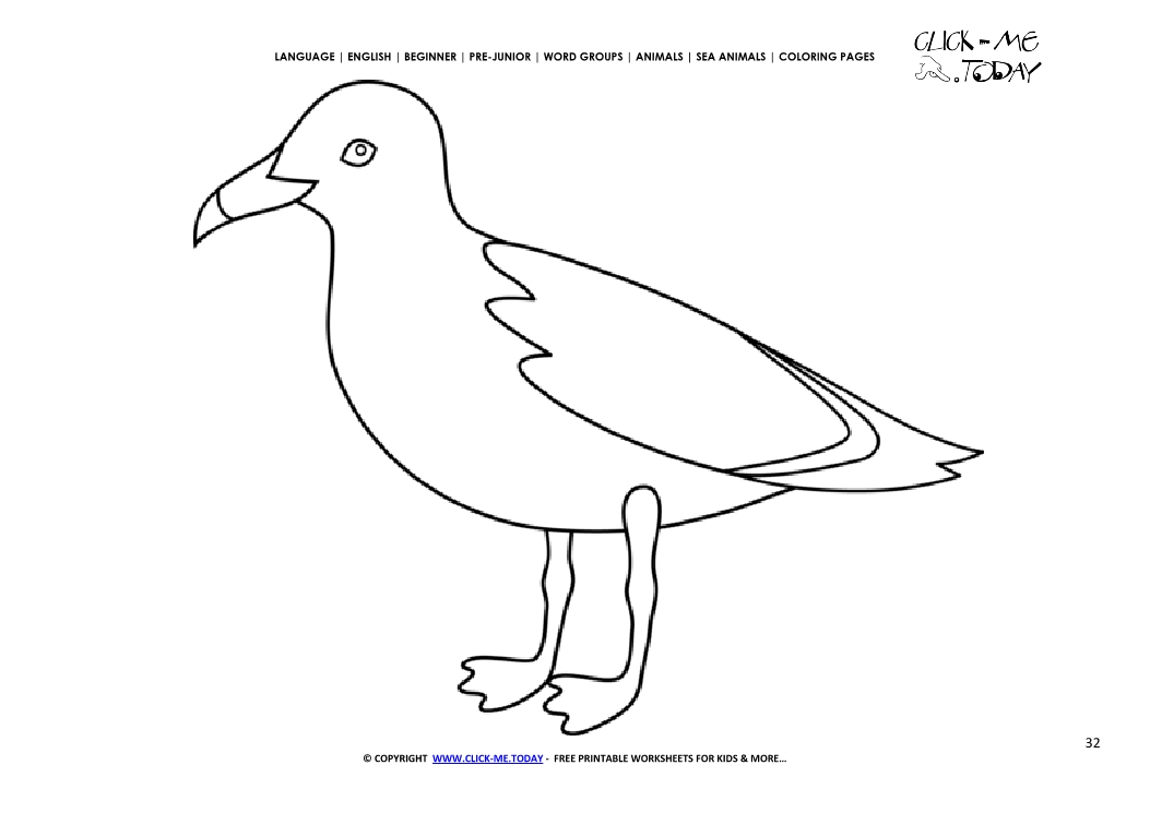 Coloring page sea gull