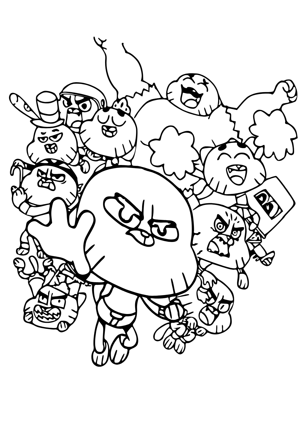 Free printable gumball characters coloring page for adults and kids