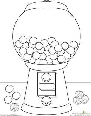 Color the gumball machine worksheet education gumball machine gumball bubble gum machine