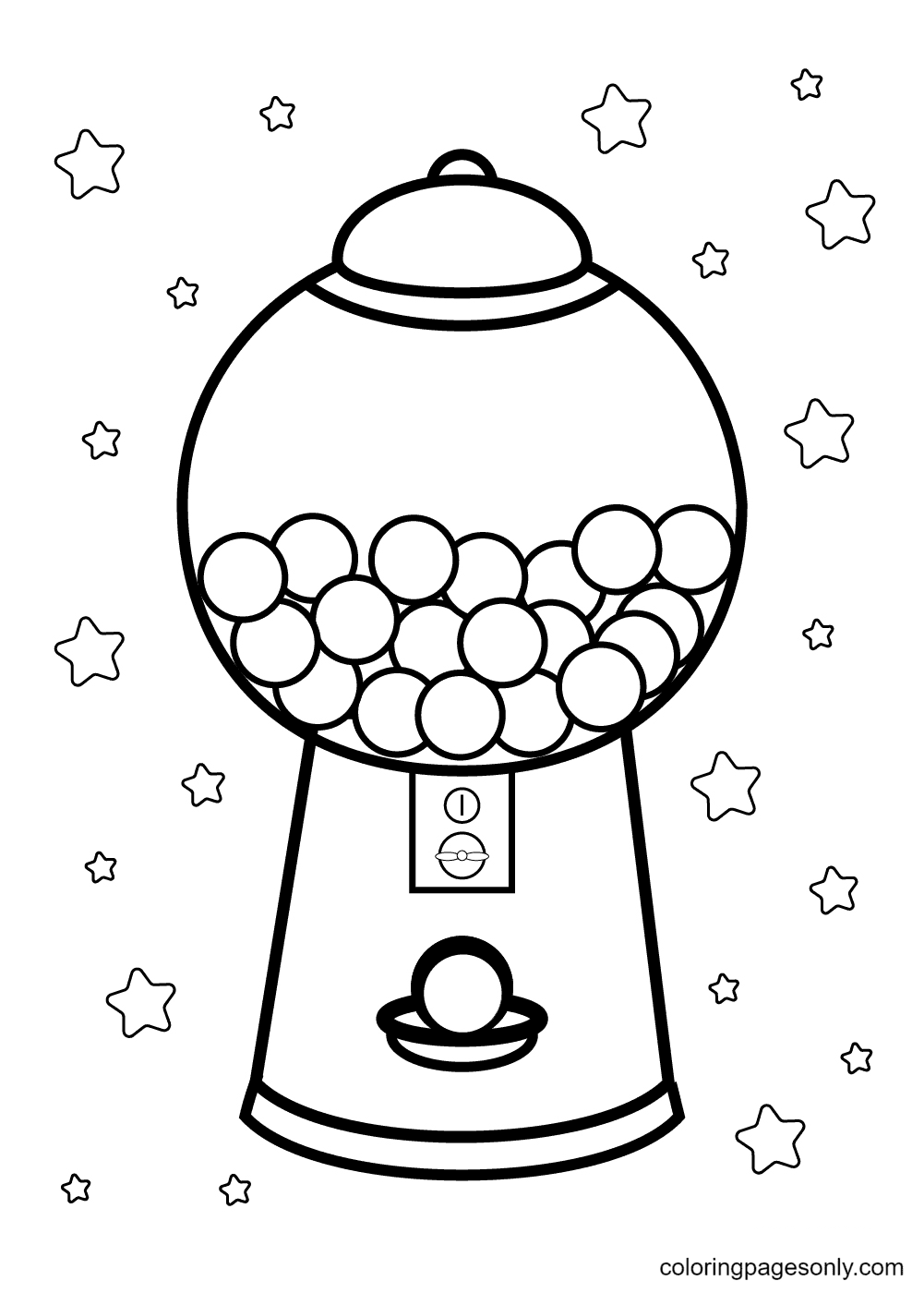 A gumball machine candy coloring page