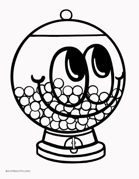 Gum ball machine coloring page