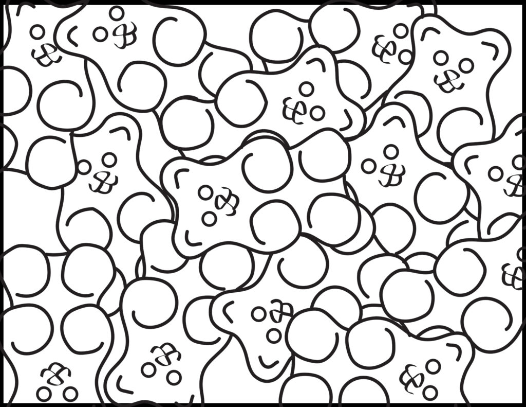 Gummy bear coloring page roaring spork