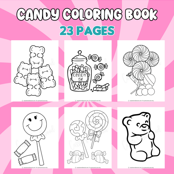 Printable candy coloring book pages â cassie smallwood