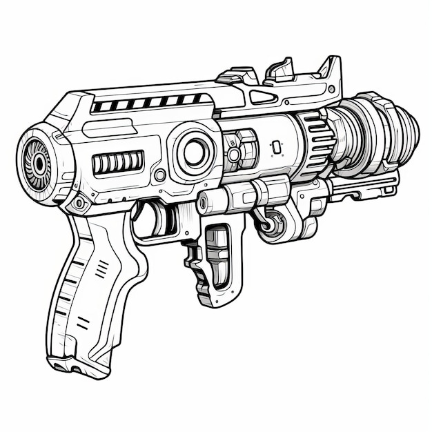 Premium ai image business scifi ray gun coloring page