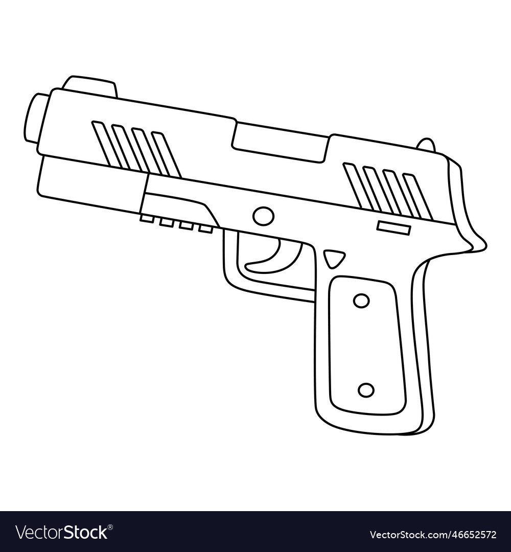 Police officer hand gun isolated coloring page vector image