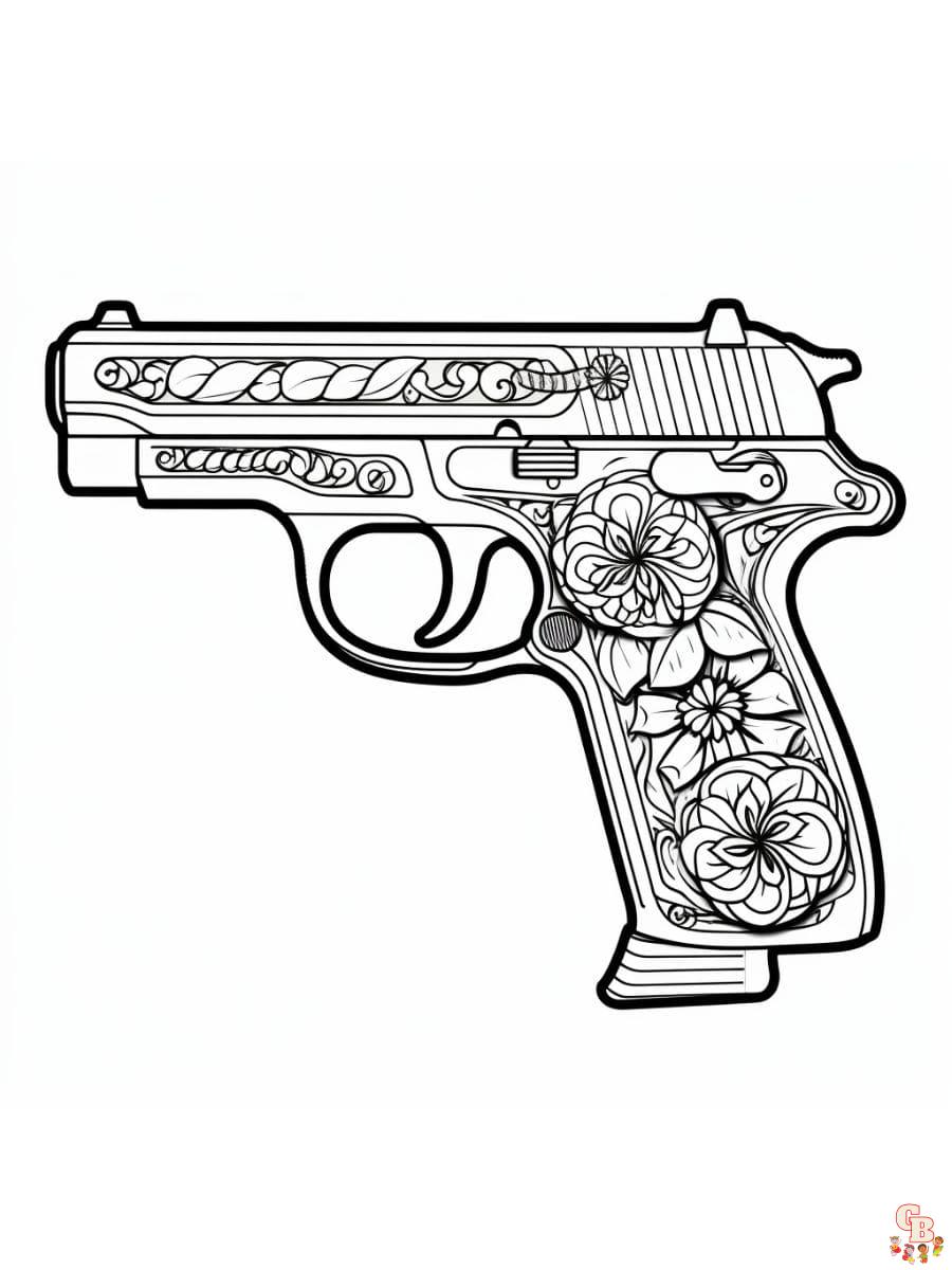 Printable guns coloring pages free for kids and adults