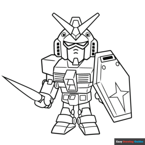 Chibi sd gundam coloring page easy drawing guides