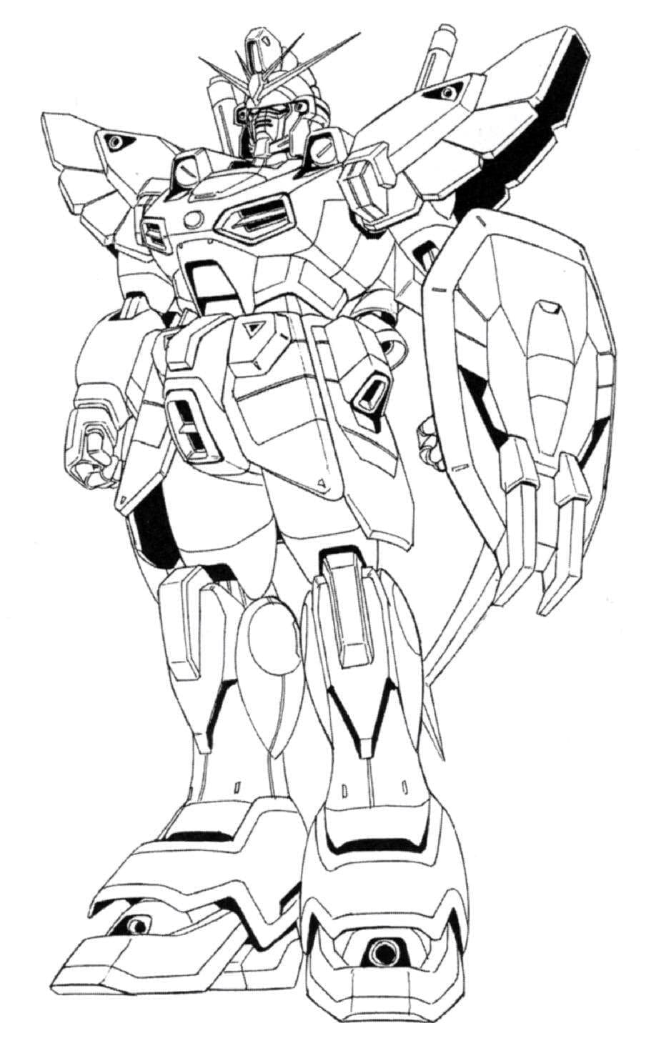Gundam with shield coloring page
