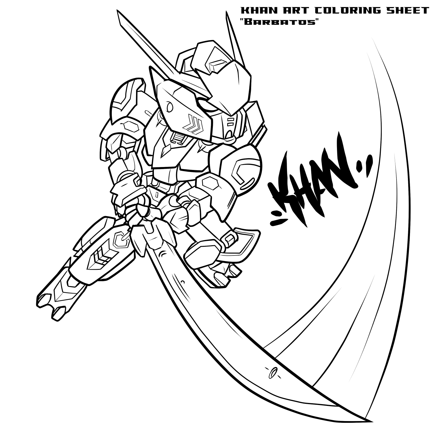 Khan åæ on x heres todays study pf gundam barbatos i made it into a coloring sheet if you color it with the kids or yourself post the pics in the ments